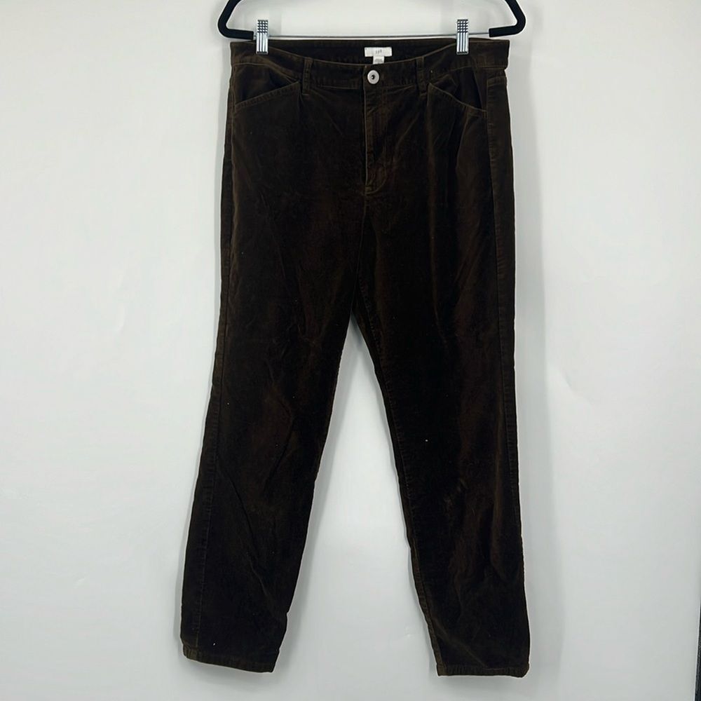 J Jill Pants Womens 12 Brown Velvet Straight Leg Casual Five Pocket Boho